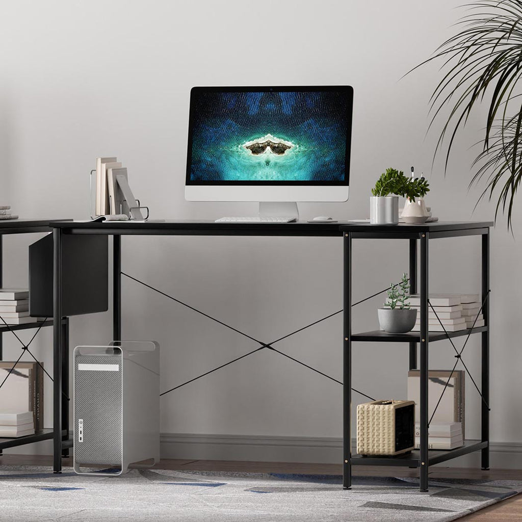 Levede L Shaped Computer Desk Corner Desk Black-2029387249963110406