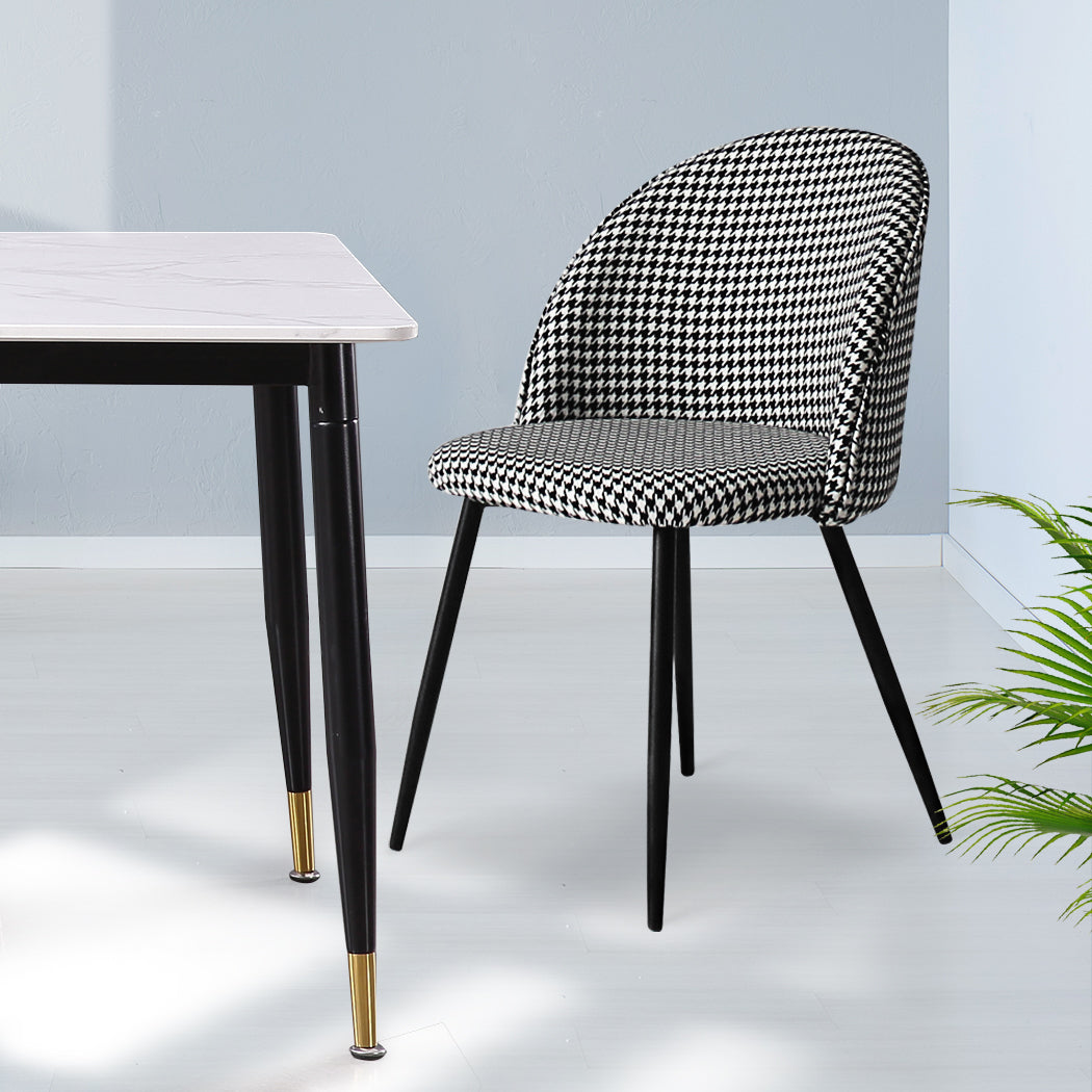 Levede 2x Dining Chairs Kitchen Cafe Black and White-2029387285673414662