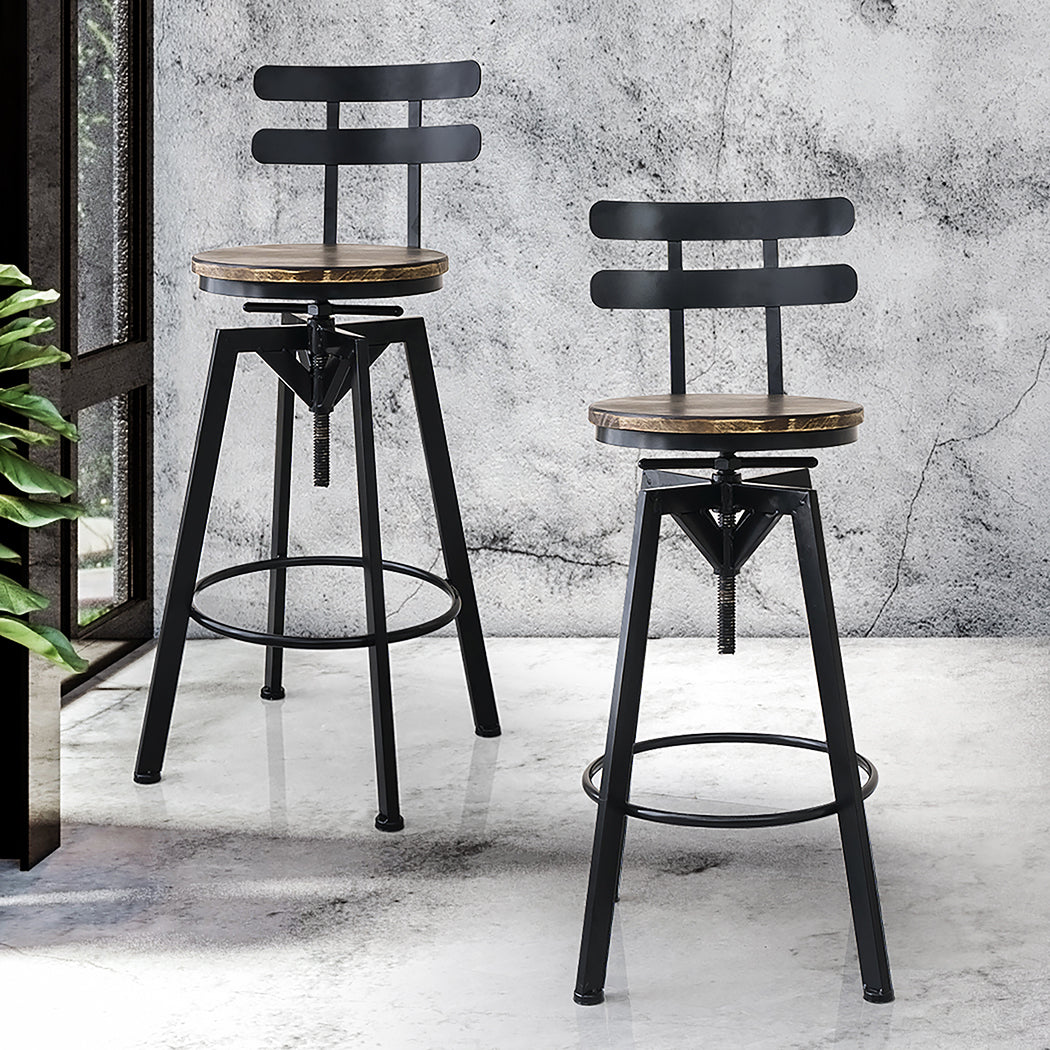 Levede 2x Bar Stool Industrial Adjustable-2006732717995200518