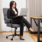 LEVEDE Ergonomic Office Chair Computer PU Grey-2029387206975688710