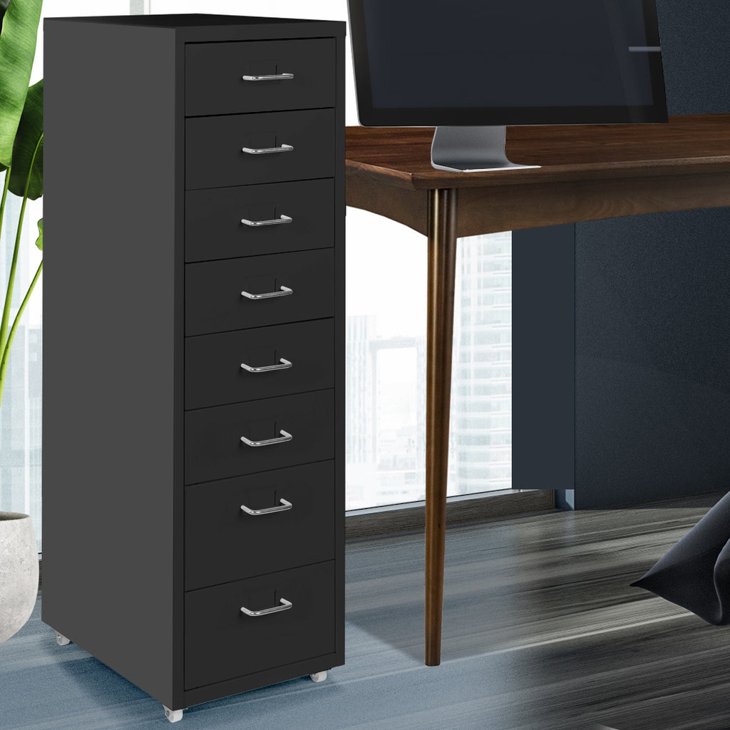 Levede 8 Drawer Office Cabinet Drawers Black-2018816893732917255