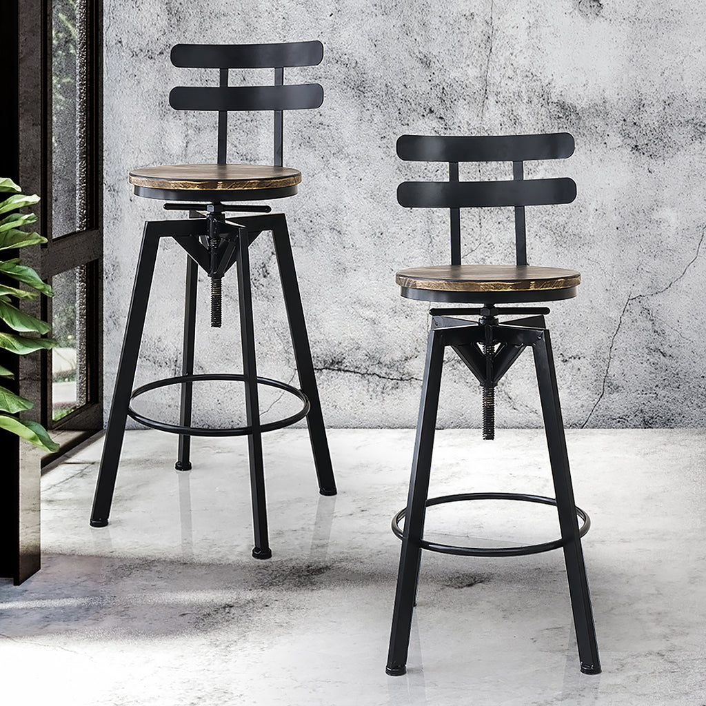 Levede 2x Bar Stool Industrial Adjustable-2006732717995200520