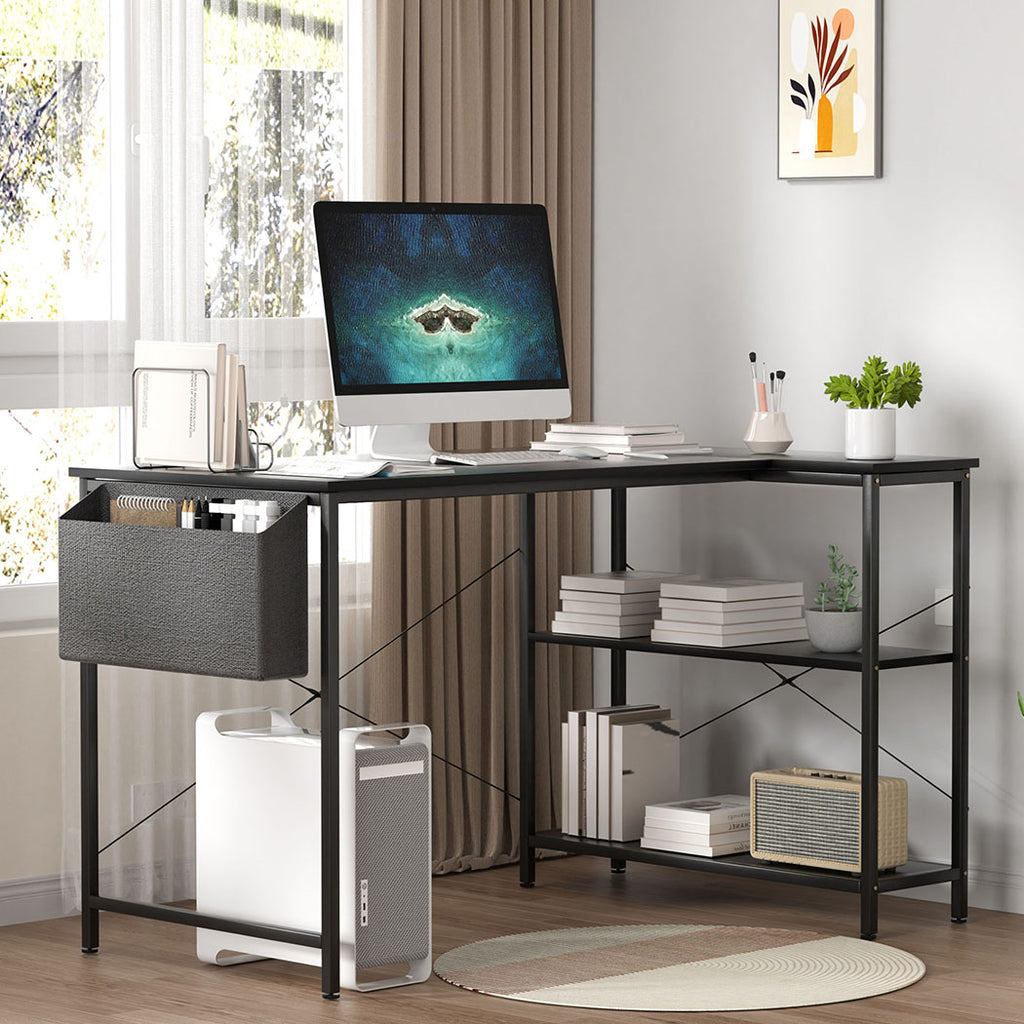 Levede L Shaped Computer Desk Corner Desk Black-2029387249963110407