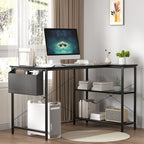 Levede L Shaped Computer Desk Corner Desk Black-2029387249963110407