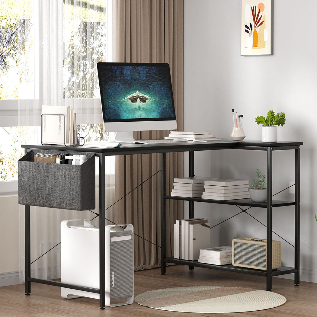 Levede L Shaped Computer Desk Corner Desk Black-2029387249963110407