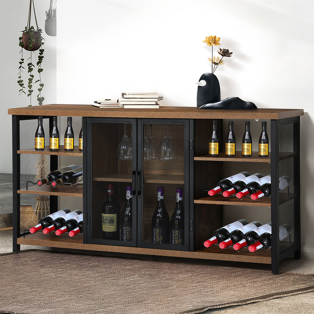 Levede Bar Cabinet Buffet Sideboard Walnut-2018816921222385671