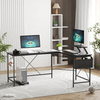 Levede Computer Desk Corner Desk Black-2006732838304616455
