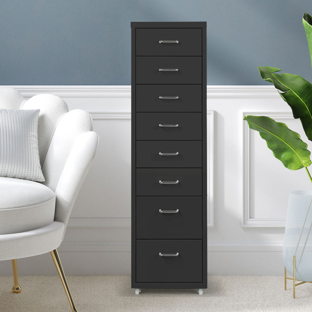 Levede 8 Drawer Office Cabinet Drawers Black-2018816893732917254