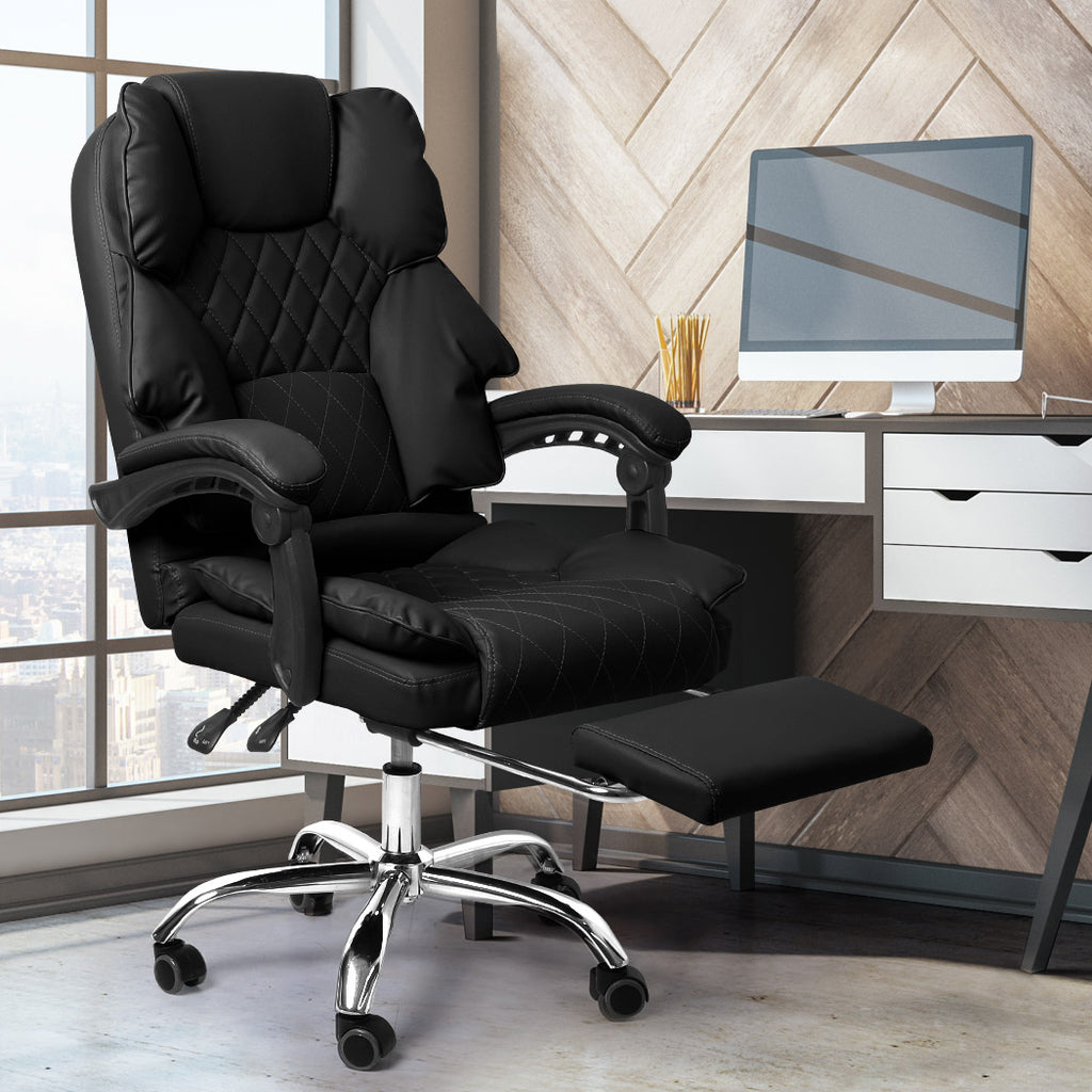 Levede Gaming Chair Office Computer Black Footrest-2018816911806173191