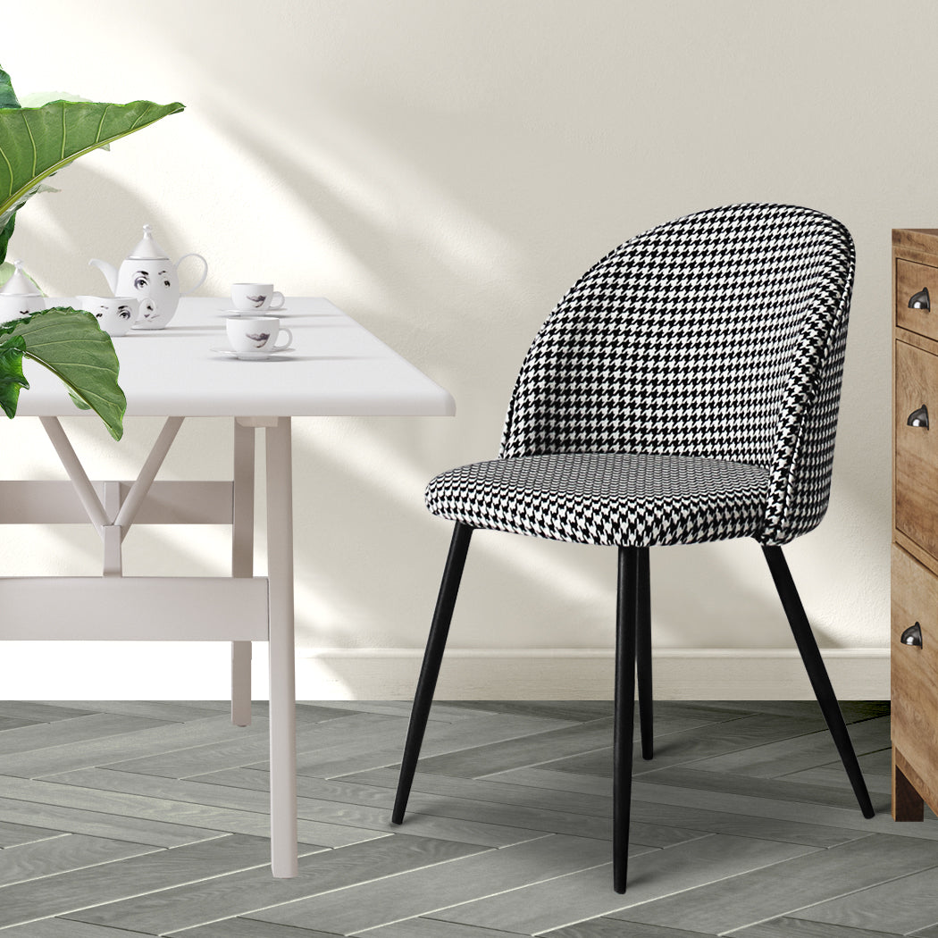 Levede 2x Dining Chairs Kitchen Cafe Black and White-2029387285673414663