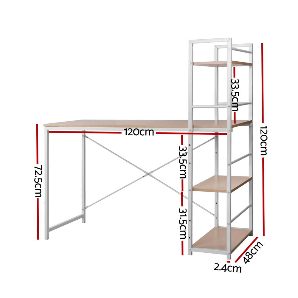120cm Computer Desk w/ Shelf - Oak Secondary image
