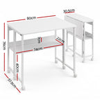 Artiss Foldable Computer Desk Mobile Study Table Workstation White 80cm