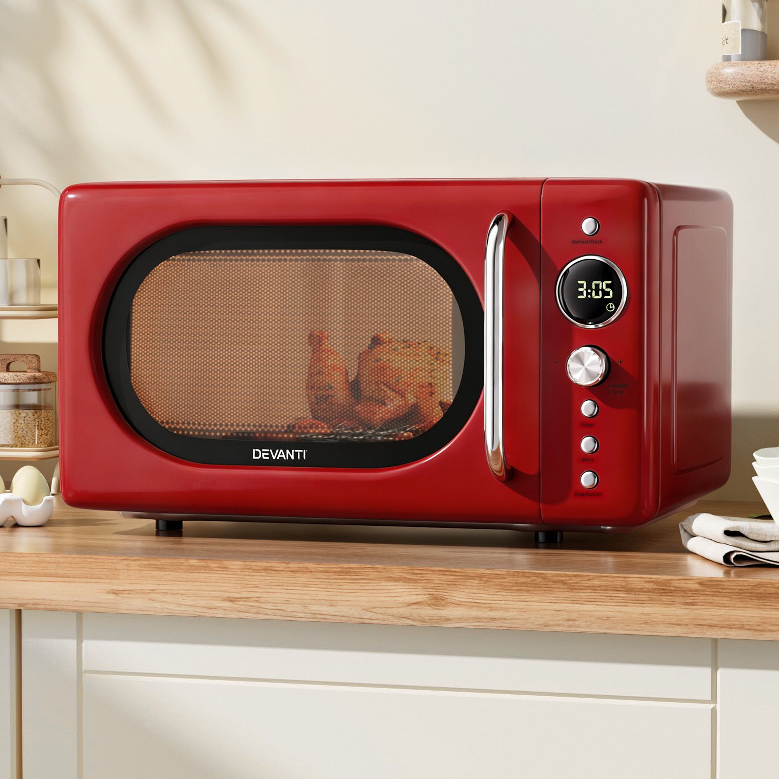 Devanti 20L Microwave Oven 700W Red Main image