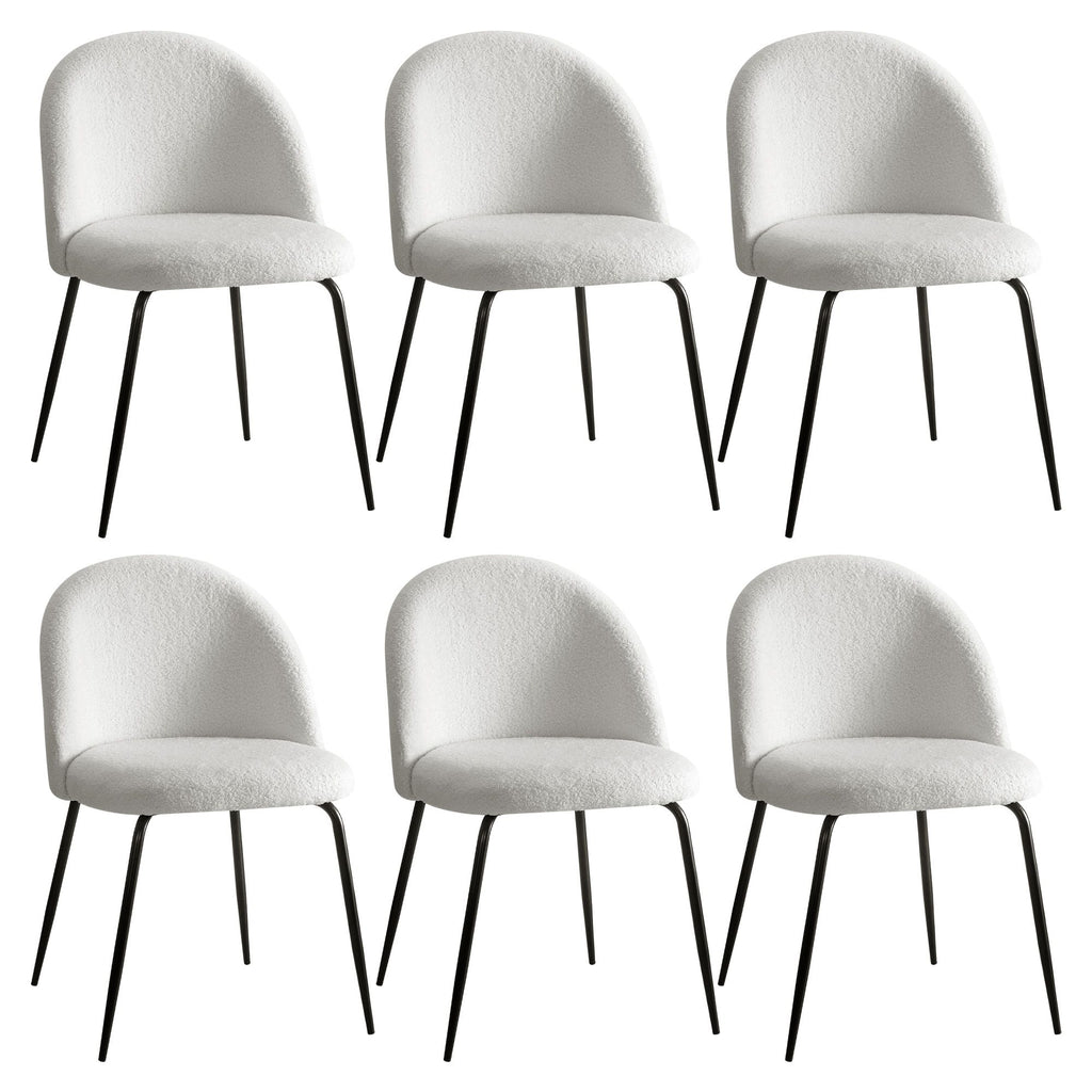 Artiss Dining Chairs Set of 6 Sherpa Boucle White