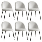 Artiss Dining Chairs Set of 6 Sherpa Boucle White