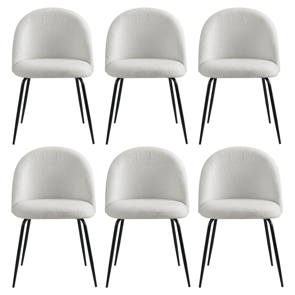 Artiss Dining Chairs Set of 6 Sherpa Boucle White