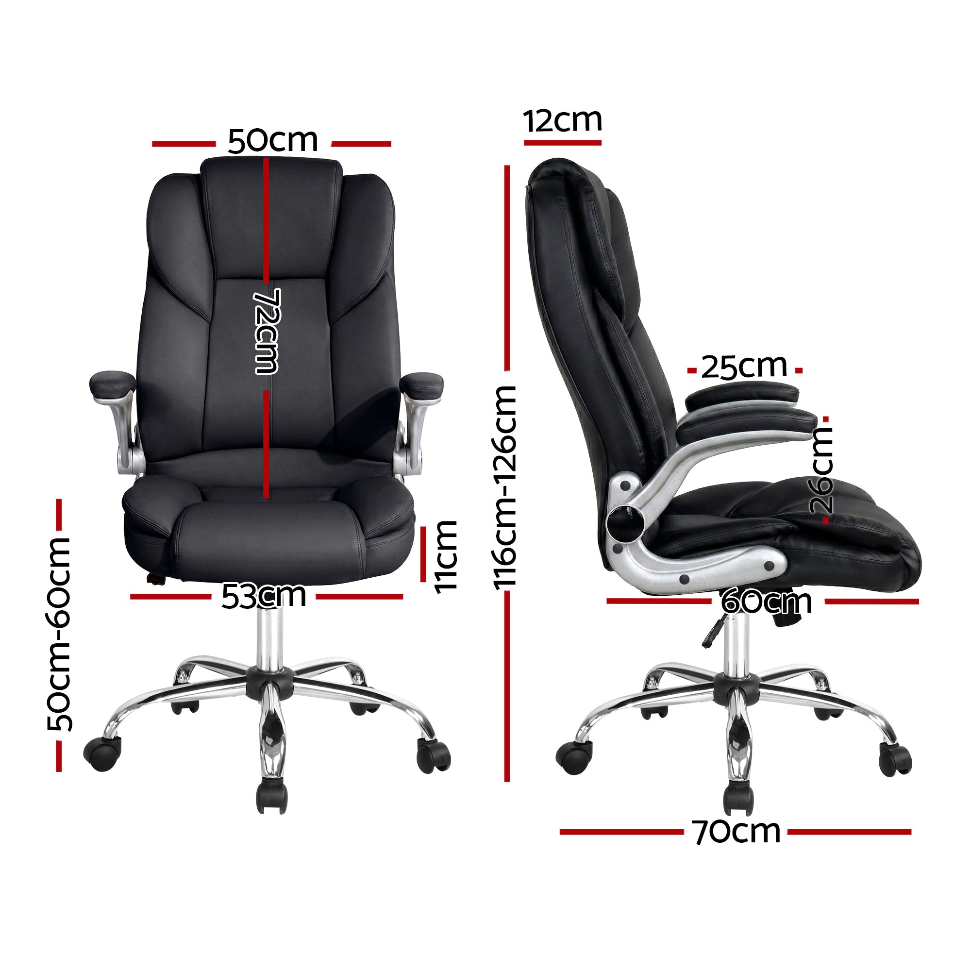 Leather Executive Tiltable Office Chair - Black Secondary image