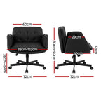 Artiss Criss Cross Chair with Wheels & Adjustable Armrests, Ergonomic Cross Legged Office Desk Chair PU Leather Vanity Chair Swivel for Home, Make Up, Bedroom, Computer, Black