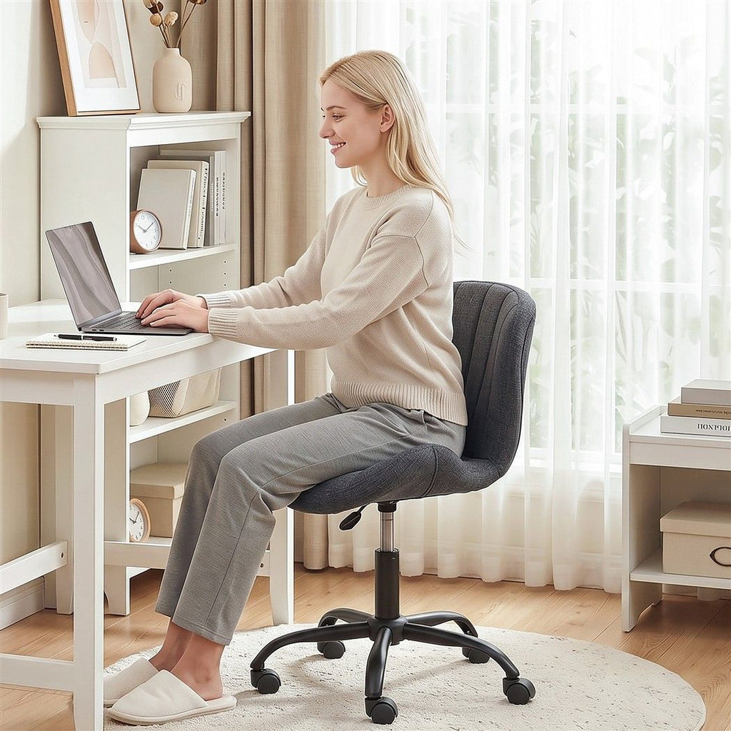 Artiss Ergonomic Office Chair Armless Height Adjustable Computer Desk Chair Fabric Dark Grey