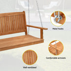 Gardeon Wooden 2-Seater Outdoor Swing Chair with Black Stand Hanging Chair Patio Furniture