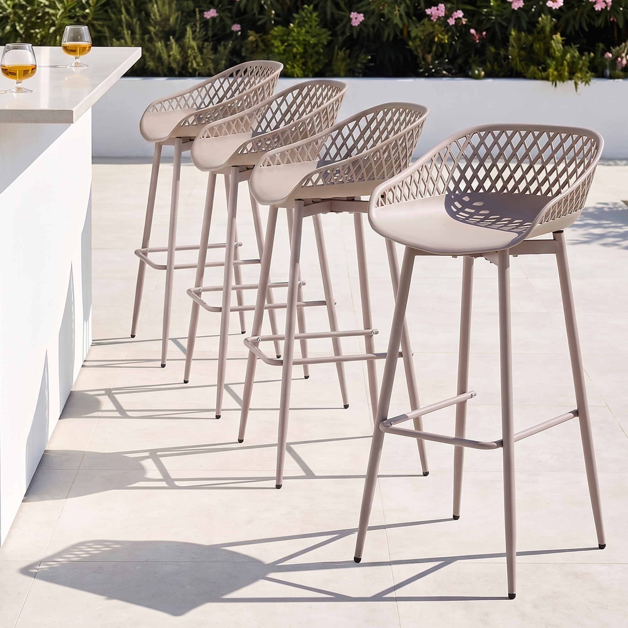 Gardeon 4-Piece Outdoor Bar Stools Plastic Metal Dining Chair Furniture Coffee Main image