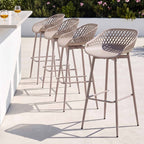 Gardeon 4-Piece Outdoor Bar Stools Plastic Metal Dining Chair Furniture Coffee