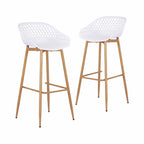Gardeon 2PC Outdoor Bar Stools Plastic Metal Dining Chair Patio Furniture White