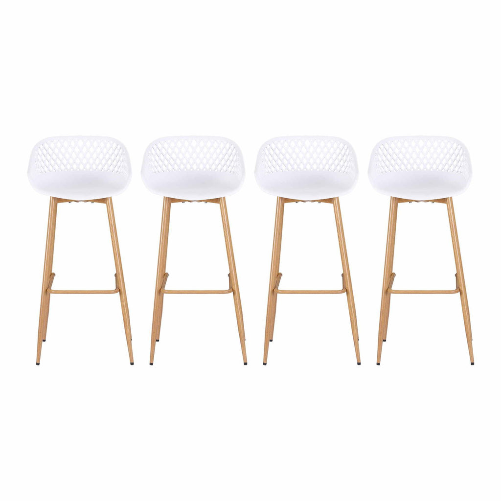 Gardeon 4-Piece Outdoor Bar Stools Plastic Metal Dining Chair Balcony White