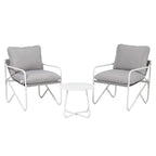 Gardeon Outdoor Bistro Set 3 Piece Patio Furniture Conversation Table and Chairs Grey