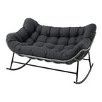 Gardeon Outdoor Rocking Chair Loveseat Wicker 2 Seater Cushion Patio Furniture Grey