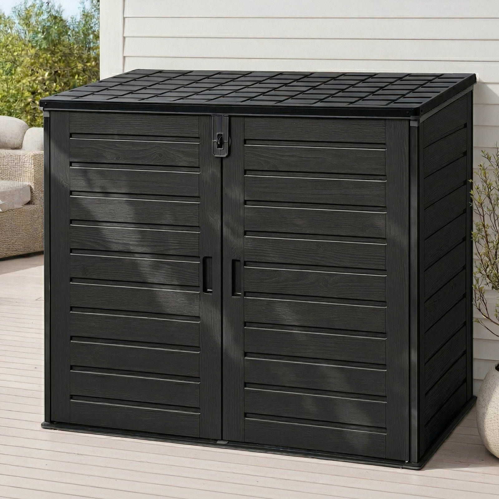 Gardeon Outdoor Storage Box 1170L Container Lockable Cabinet Tool Organizer Shed Black Main image
