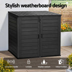 Gardeon Outdoor Storage Box 1170L Container Lockable Cabinet Tool Organizer Shed Black