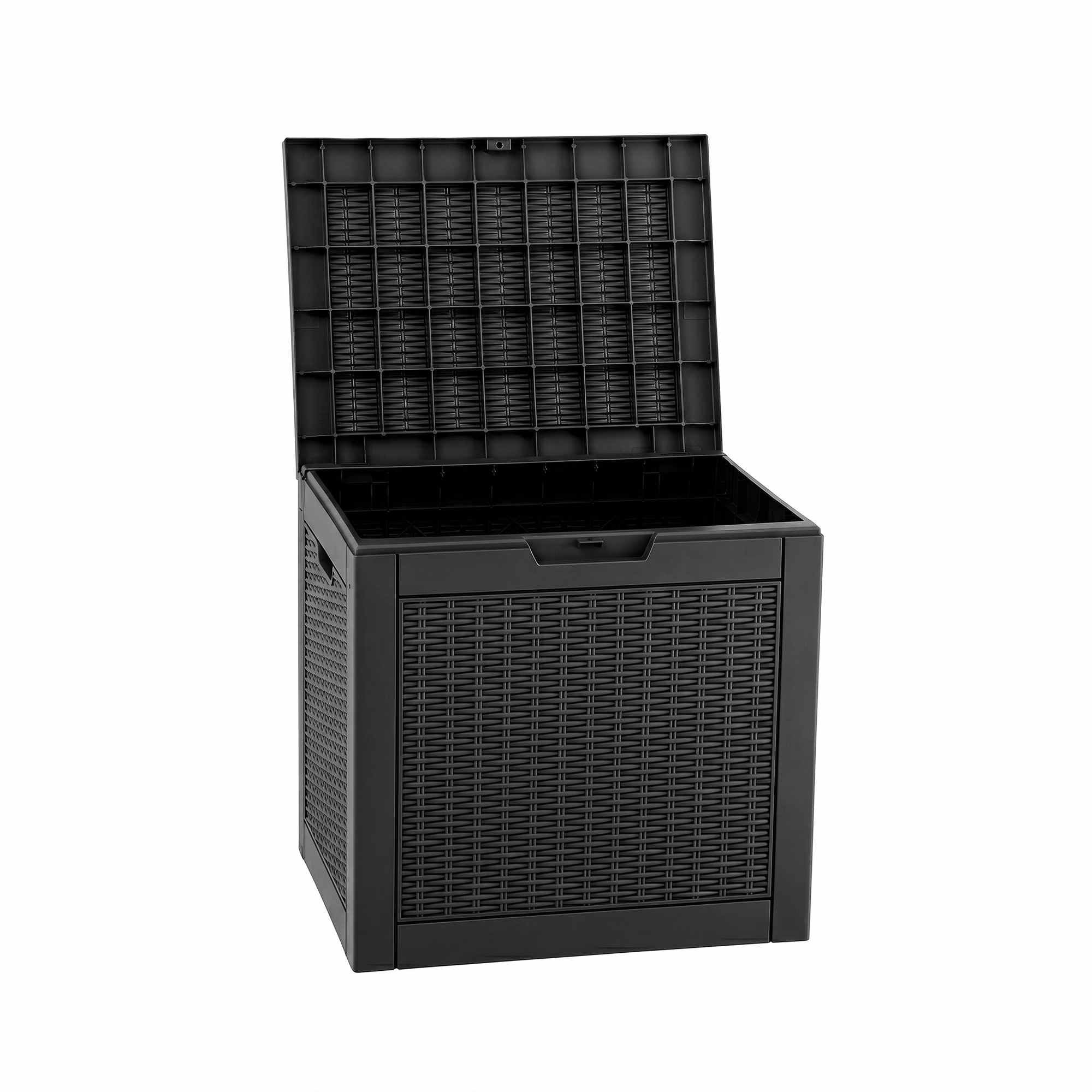 Gardeon Outdoor Storage Box 118L Container Lockable Garden Toy Tool Rattan-Texture Black Secondary image
