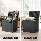 Gardeon Outdoor Storage Box 118L Container Lockable Garden Toy Tool Rattan-Texture Black