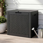 Gardeon Outdoor Storage Box 118L Container Lockable Garden Toy Tool Rattan-Texture Black