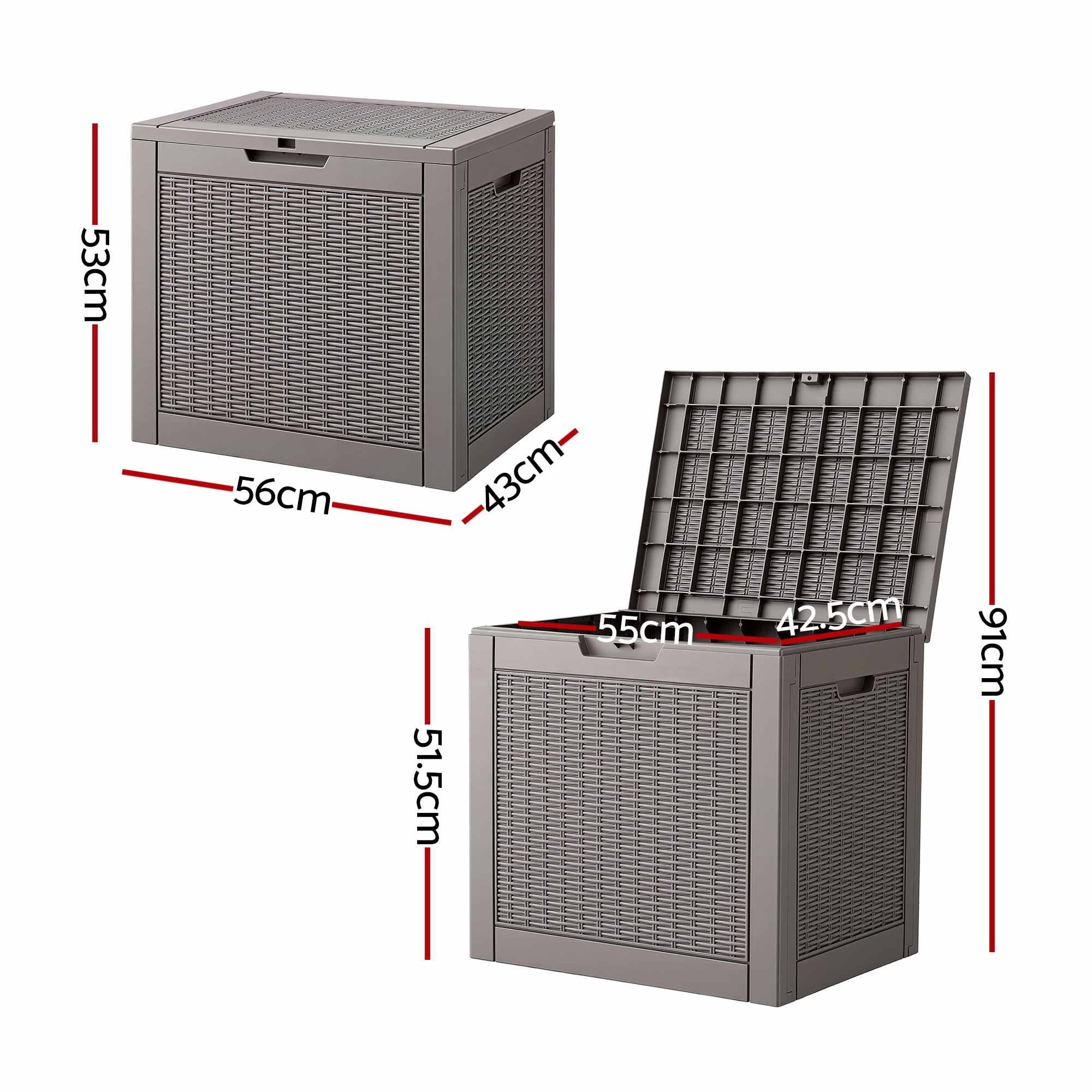 Gardeon Outdoor Storage Box 118L Container Lockable Garden Toy Tool Rattan-Texture Brown Secondary image
