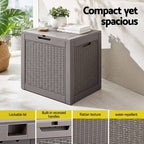 Gardeon Outdoor Storage Box 118L Container Lockable Garden Toy Tool Rattan-Texture Brown