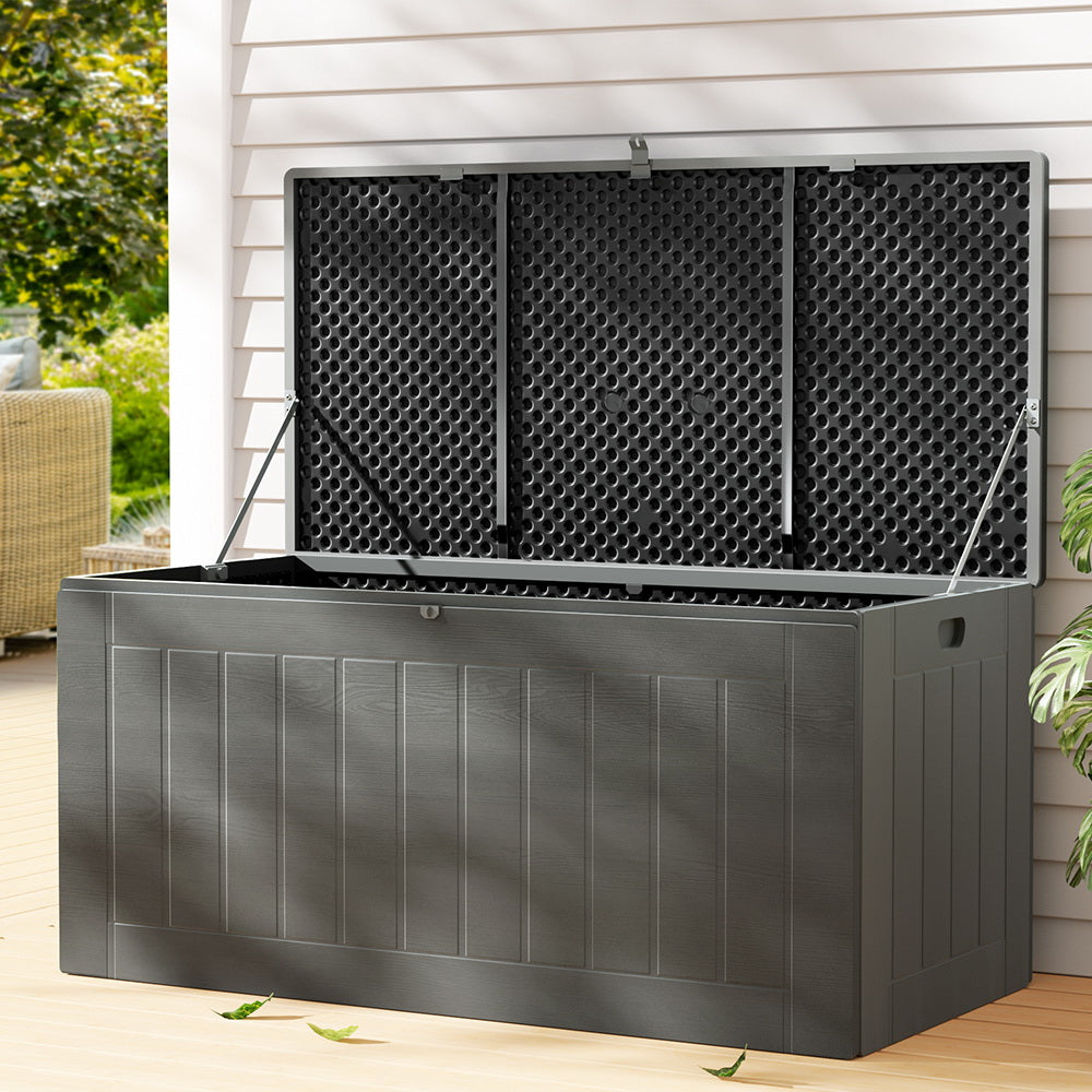 Gardeon Outdoor Storage Box 830L Container Lockable Garden Bench Tool Shed Black Main image