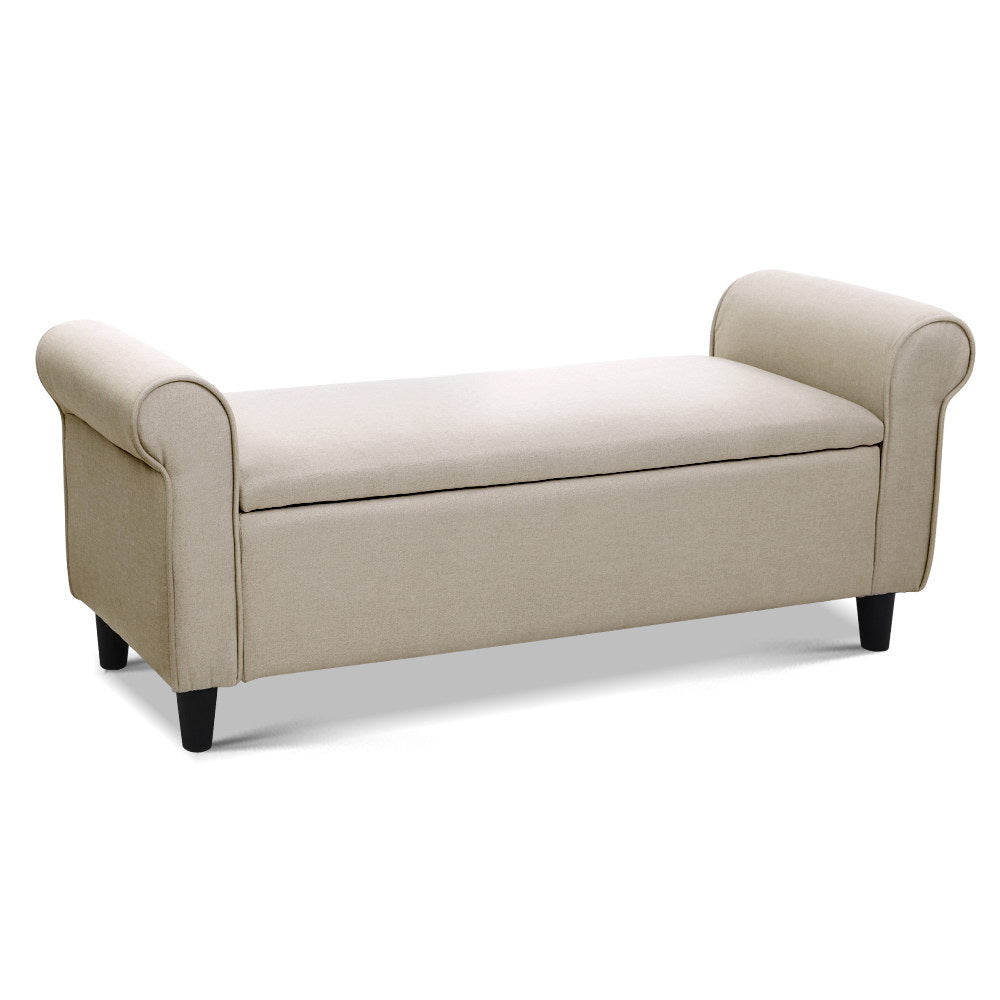 125cm Linen Storage Ottoman Blanket Box - Taupe Main image