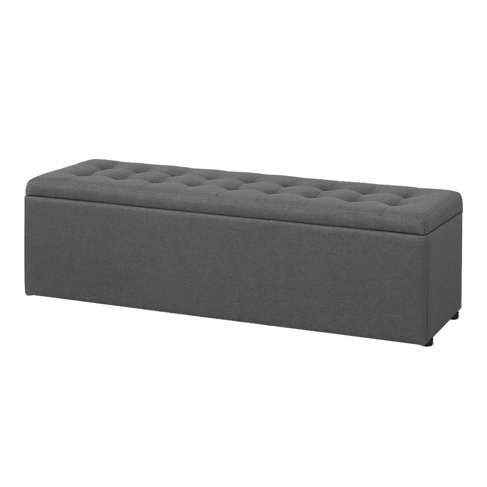 140cm Linen Storage Ottoman Blanket Box - Dark Grey Secondary image