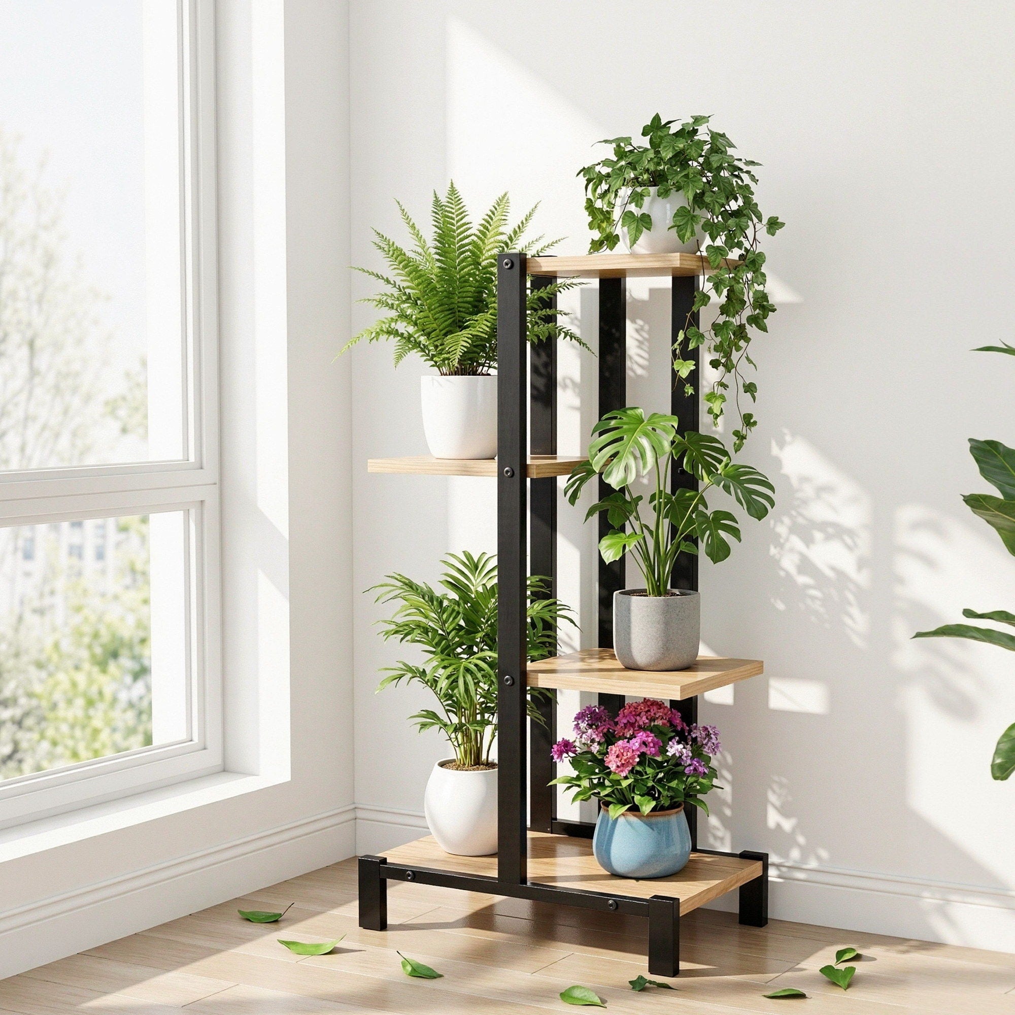 Artiss 4 Tiers Plant Stand Metal Flower Pots Shelf Indoor Outdoor Garden Home Main image