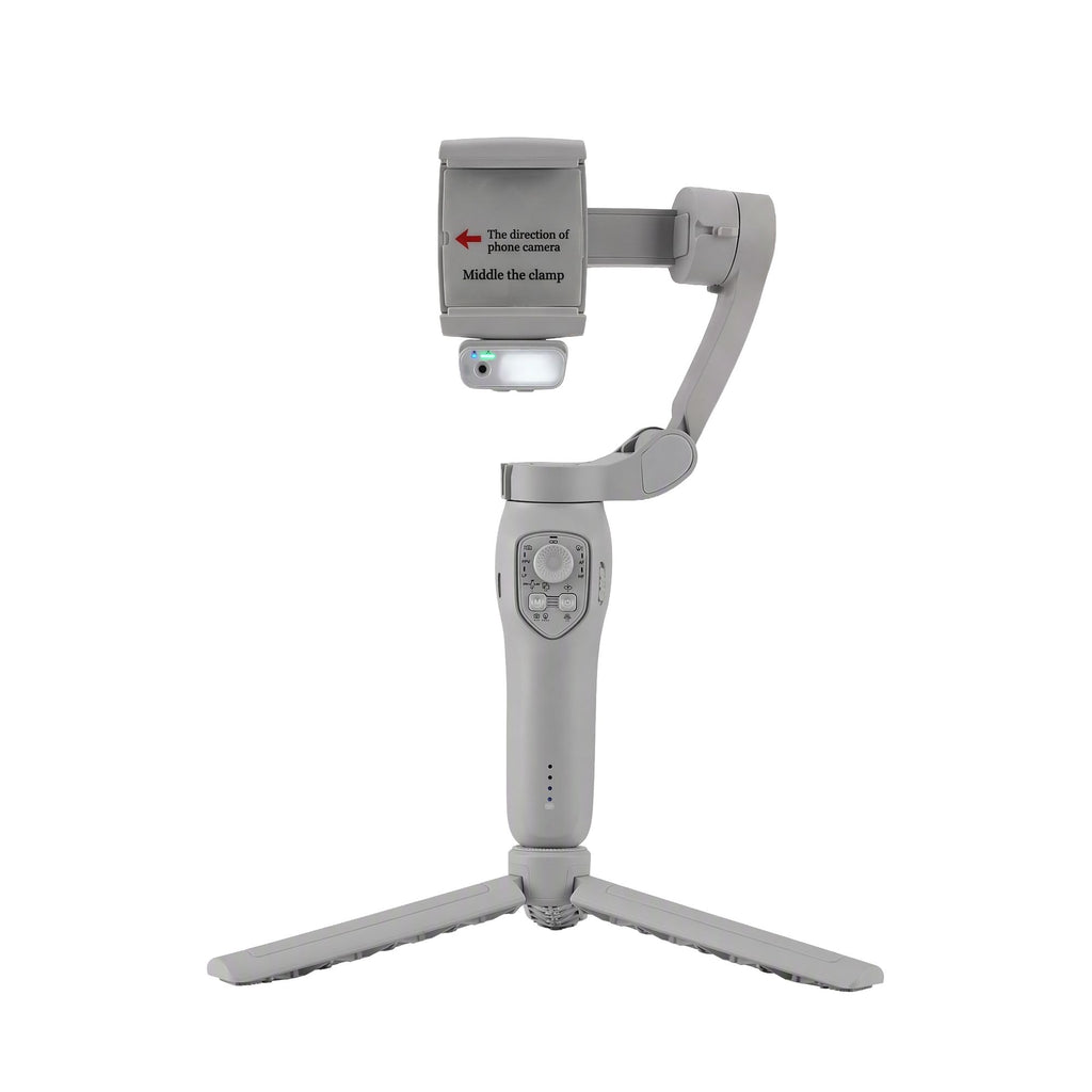 Devanti 3-Axis Handheld Gimbal Stabilizer for Smartphone & Tripod AI Tracking Fill Light