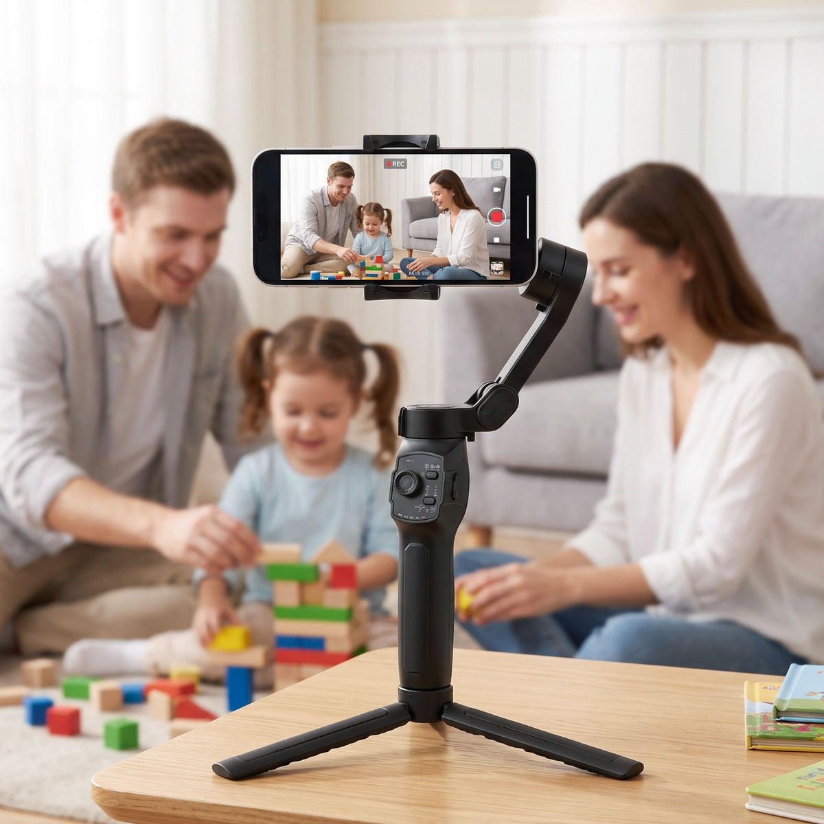 Devanti 3-Axis Gimbal Stabilizer with Tripod for Smartphone, Foldable Selfie Stick Main image