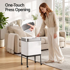 Cefito 40L Press Top Trash Can Kitchen Rubbish Bin Moblie Stainless Steel White