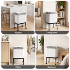 Cefito 40L Press Top Trash Can Kitchen Rubbish Bin Moblie Stainless Steel White