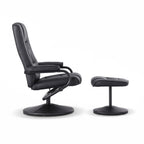 Artiss Recliner with Ottoman 360-Degree Swivel Recliner Chair and Ottoman Set PU Leather Black