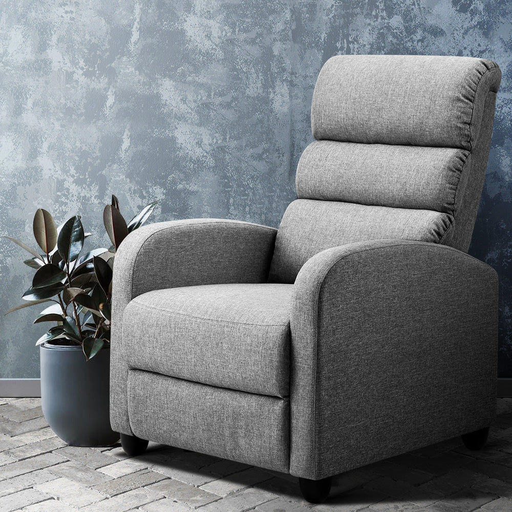 Artiss Recliner Armchair Grey Fabric Bolivia Main image