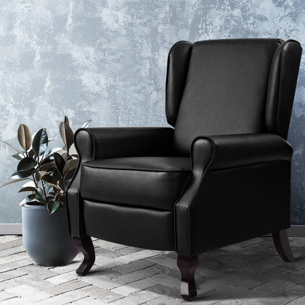 Artiss Recliner Armchair Black Faux Leather Domini Main image