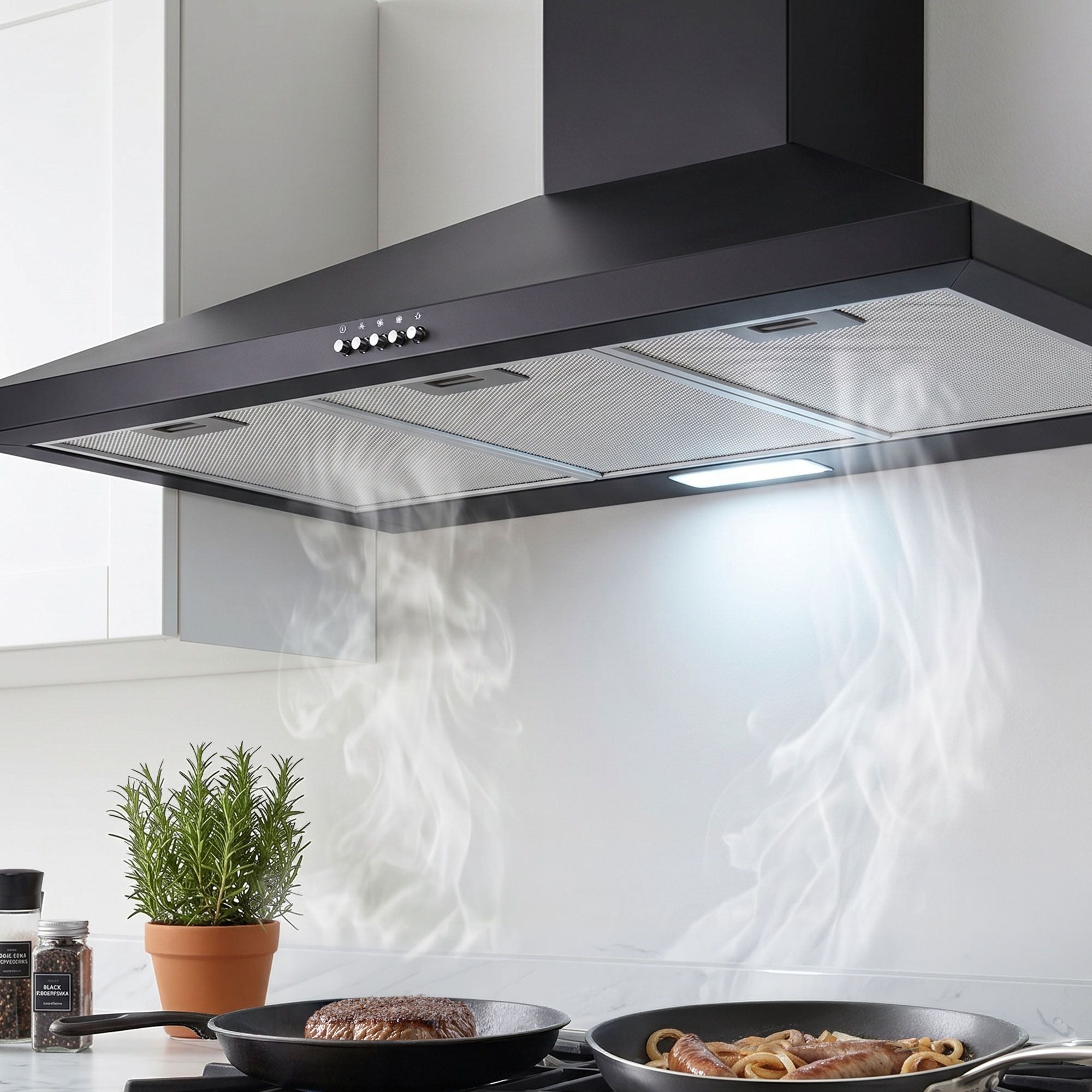 Devanti 900mm Range Hood 90cm Rangehood Black Hauptbild