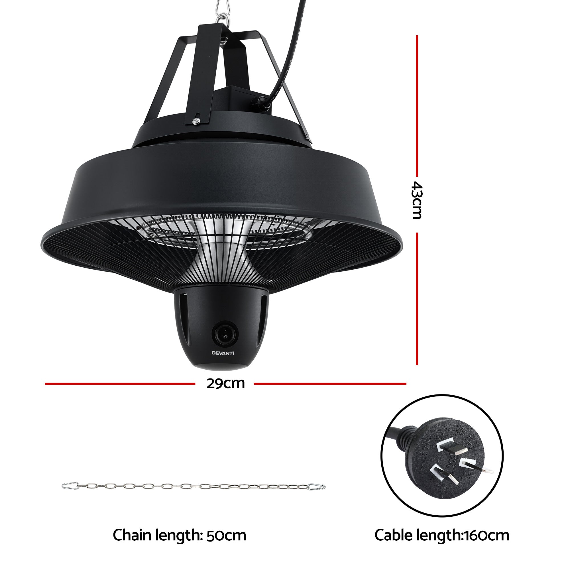 Devanti 2000W Electric Patio Heater Ceiling Mounted Hanging Heaters Remote Secondary image